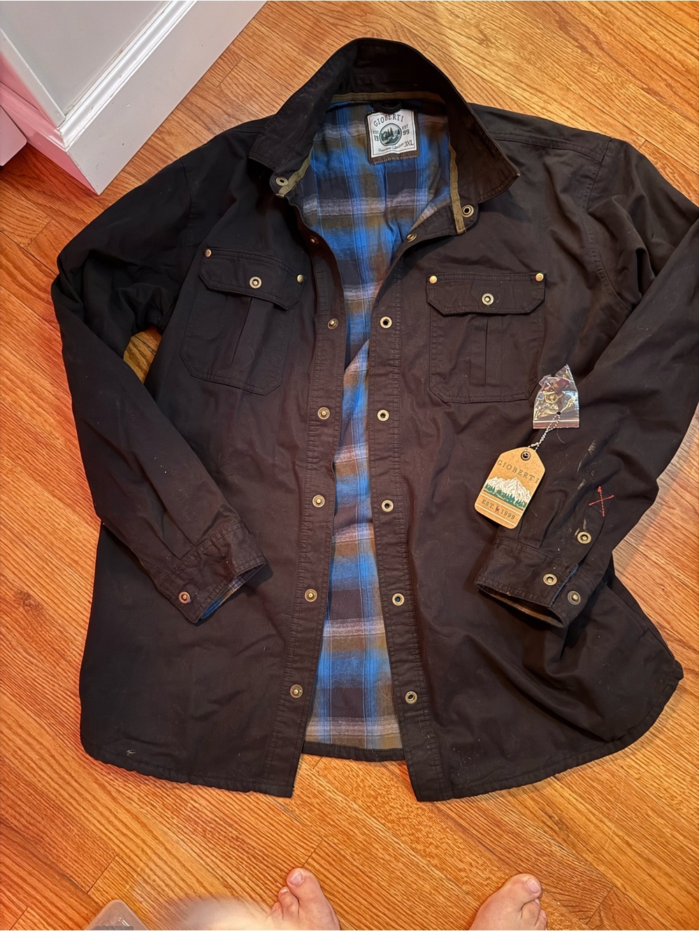 Gioberti Men's Field Jacket with Blue Plaid Lining Heavy Nice Quality 3x
